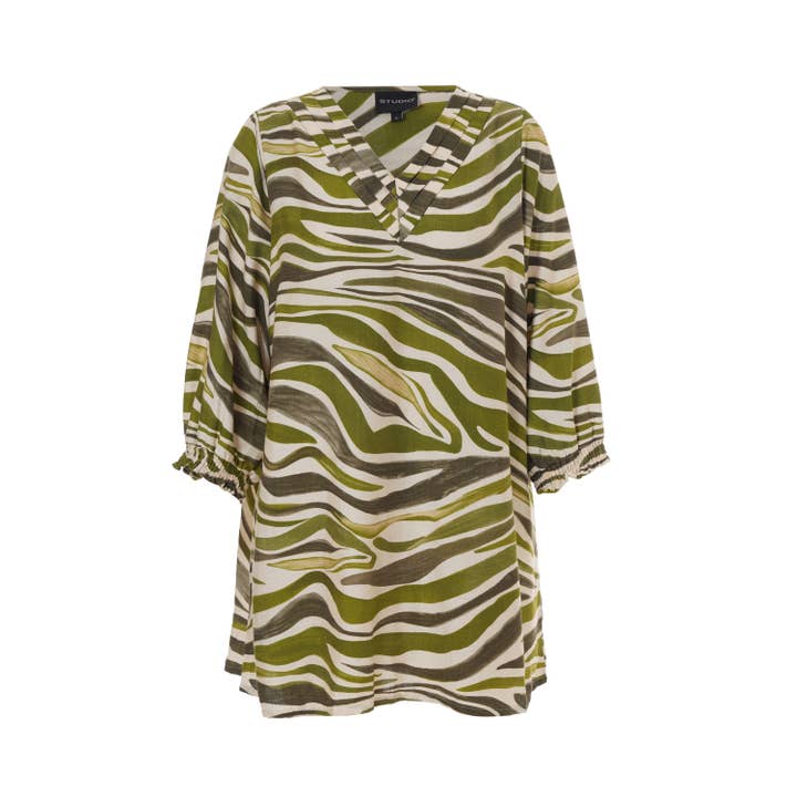 Offwhite with green pattern Silsa Tunic for wholesale on Faire