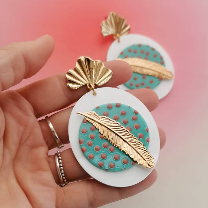 Pampa Mia - Vendita all'ingrosso Orecchini pendenti - Orecchini con piuma dorata