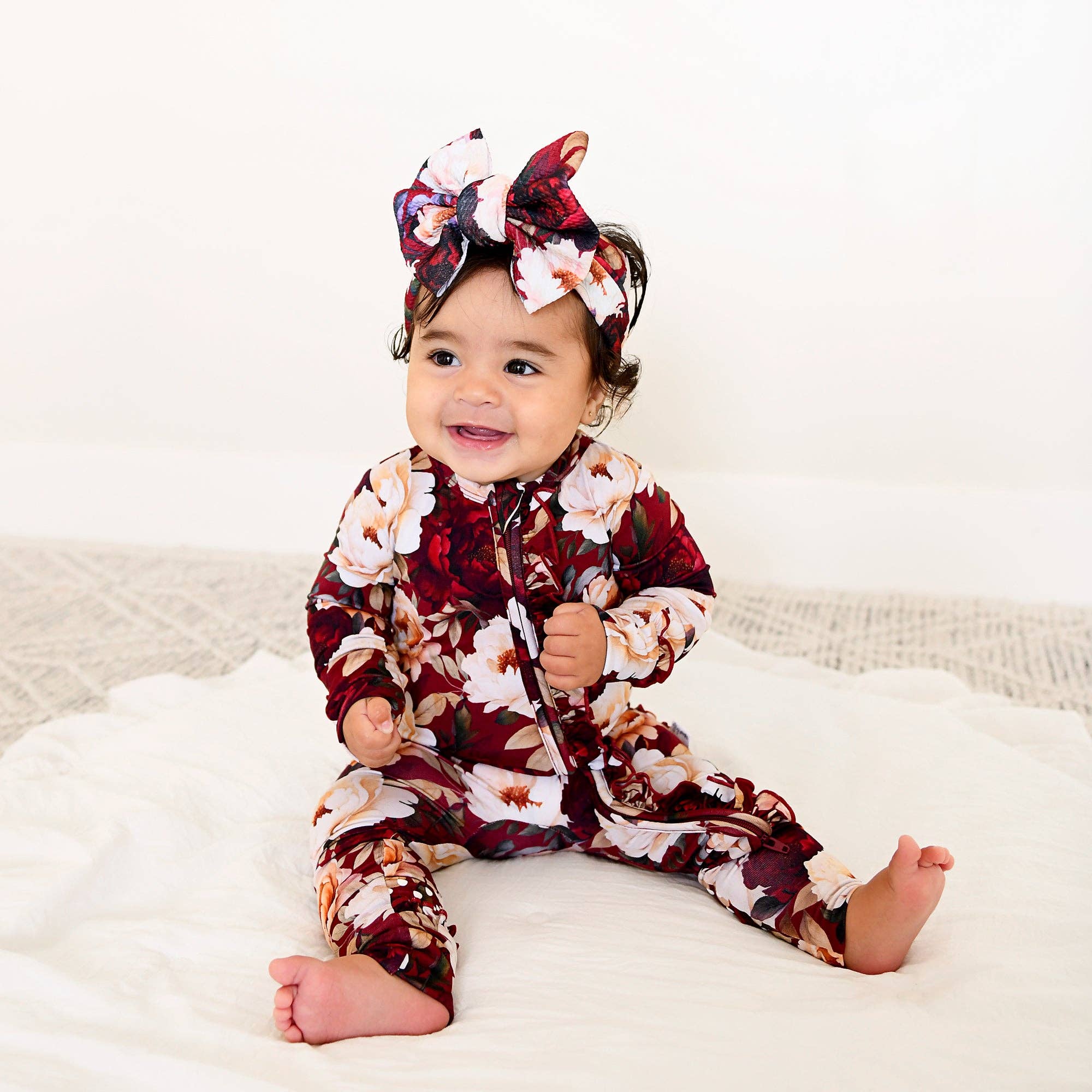 Gigi and Max - Wholesale Jumpsuit - Baby - Maya RUFFLE ZIP Bamboo One Piece Floral Baby Clothing8
