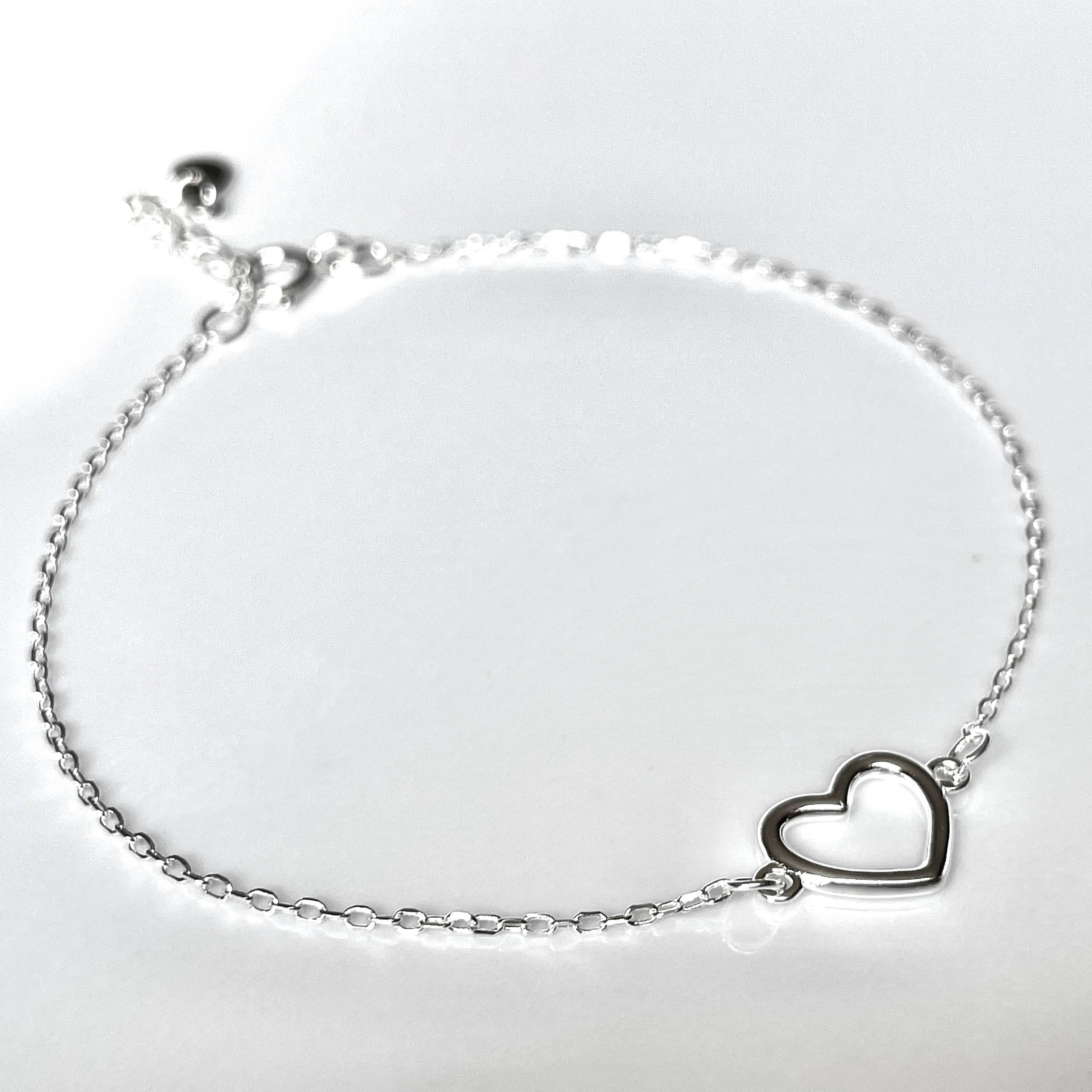 Blueyejewelry - Wholesale Charm/Dangle Bracelet - 925 Silver Heart Bracelet - Dainty Heart Charm Bracelet 5