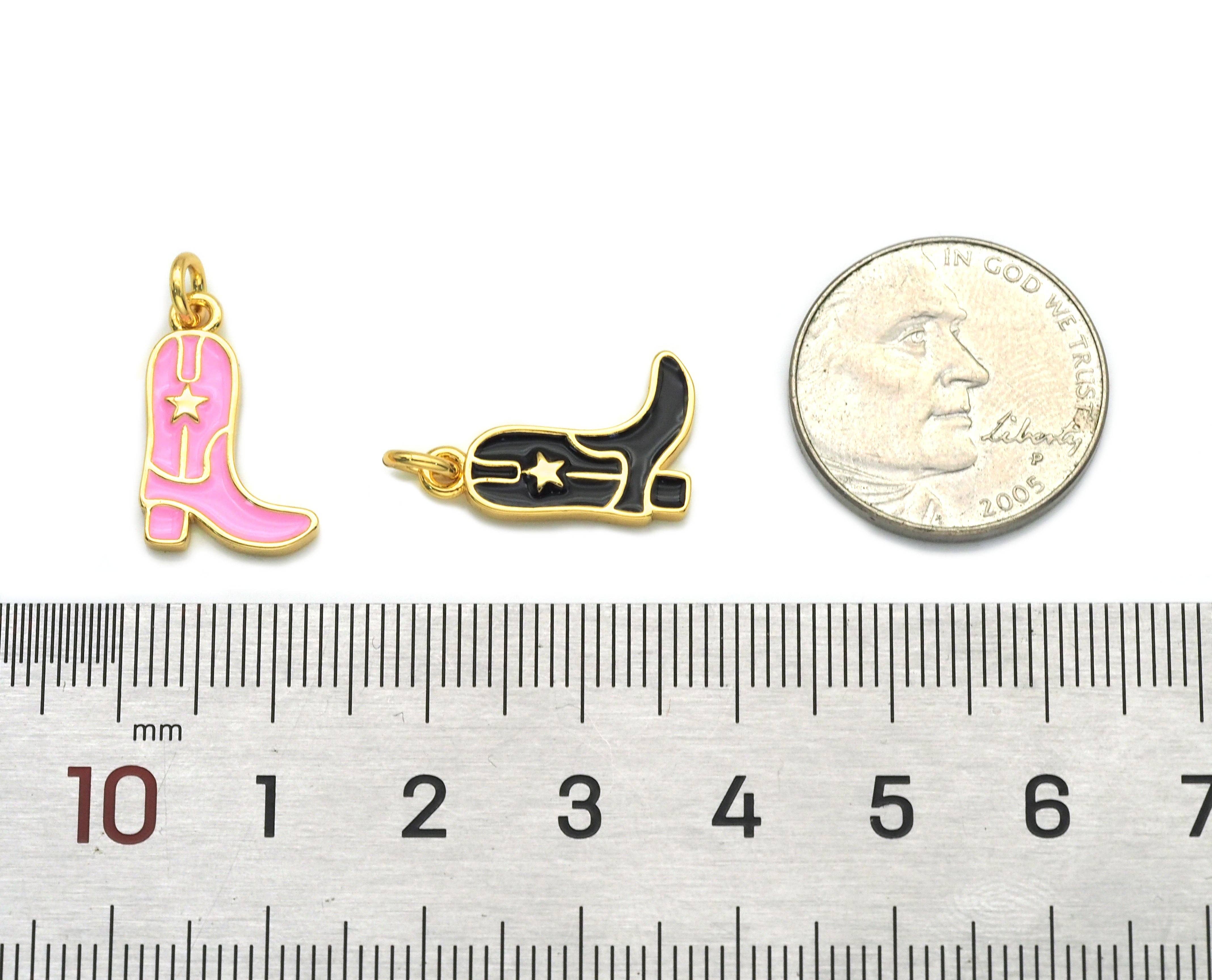 BestBeads&Beyond - Vendita all'ingrosso Ciondolo/pendente - Charm a stivale colorato smaltato CZ, Sku#ML652