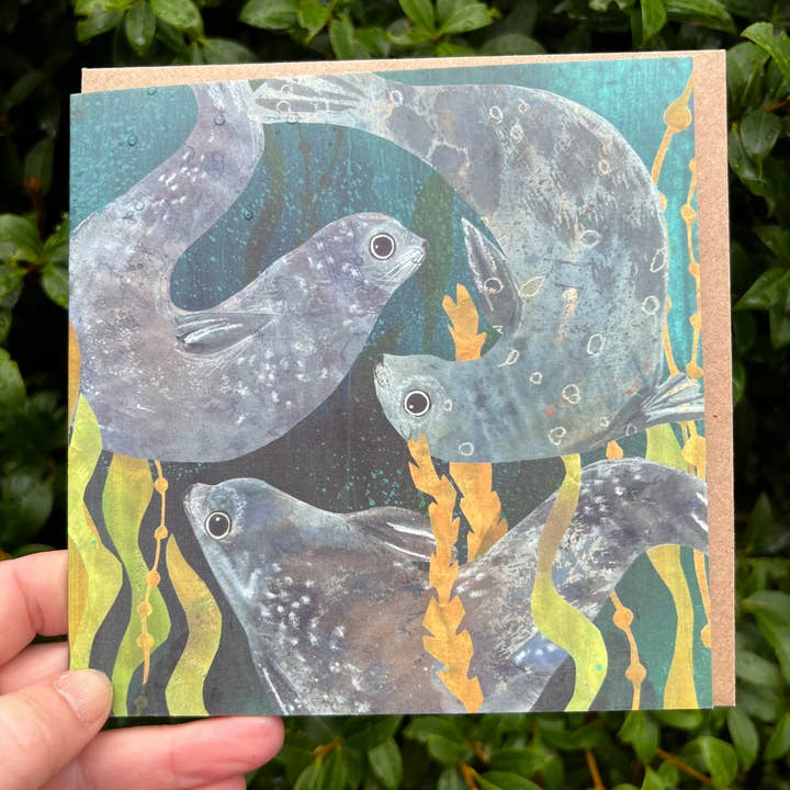 Kate Read Illustration - Wholesale Everyday Greeting Card - Three Grey Seals Everyday Greeting Card2