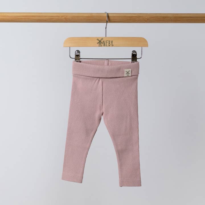Aneby – wholesale Fashion leggings – kids – Organic Blue Ribbed Baby Leggings3