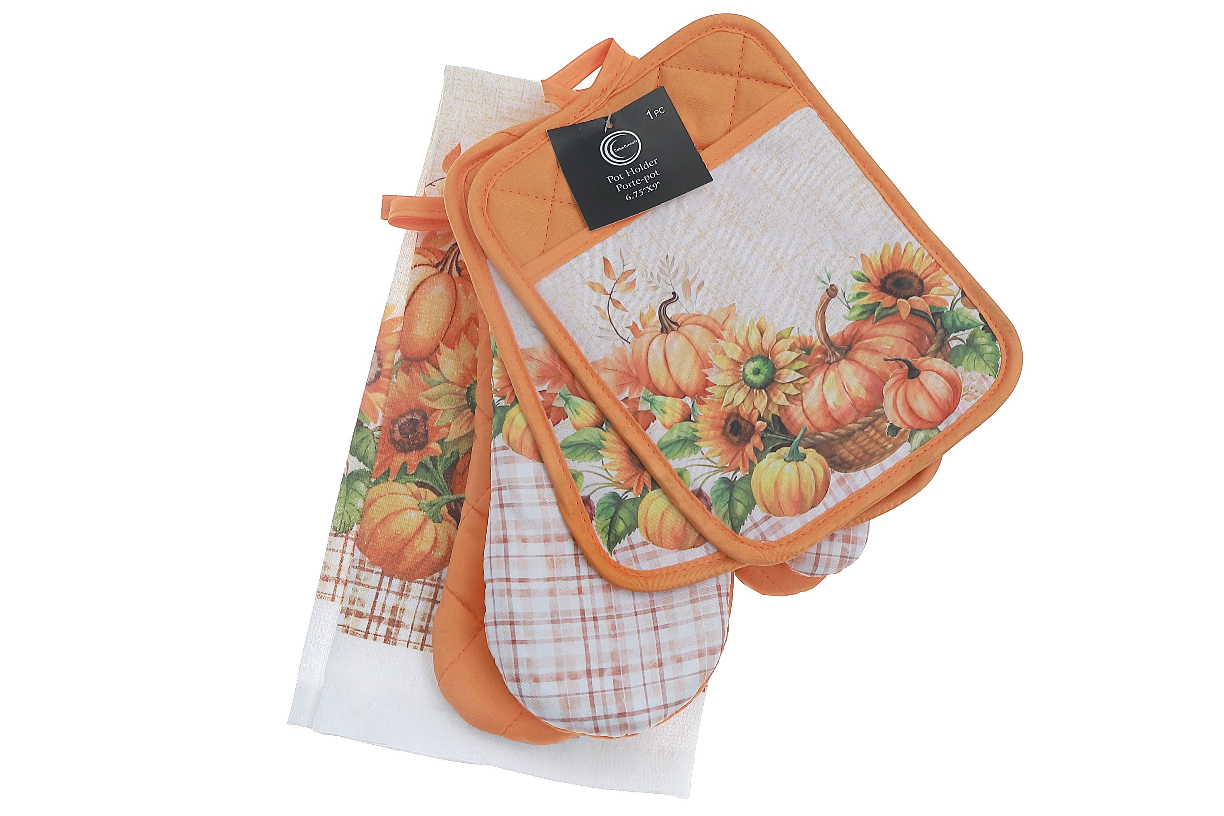 IH Casa Decor - Venta al por mayor Paños de cocina - Juego de cocina de 5 piezas (calabaza)0