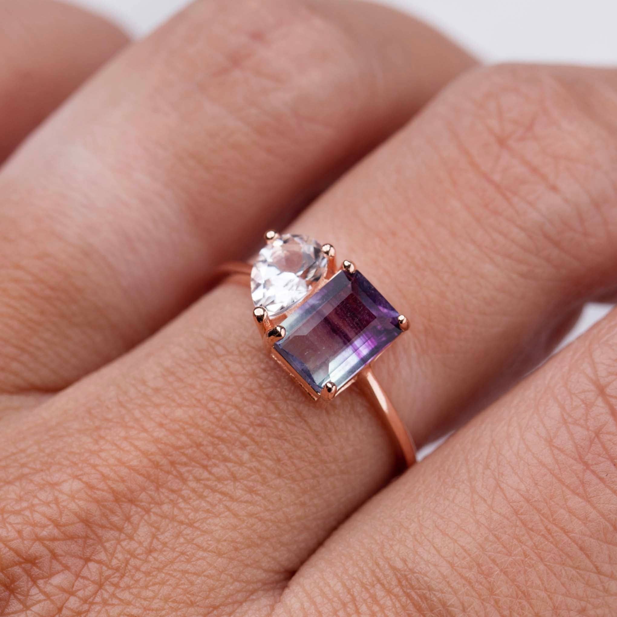 La Kaiser - Wholesale Cocktail/Statement Ring - Rose Gold Fluorite & Topaz Moi and Toi Fairy Kiss Ring1