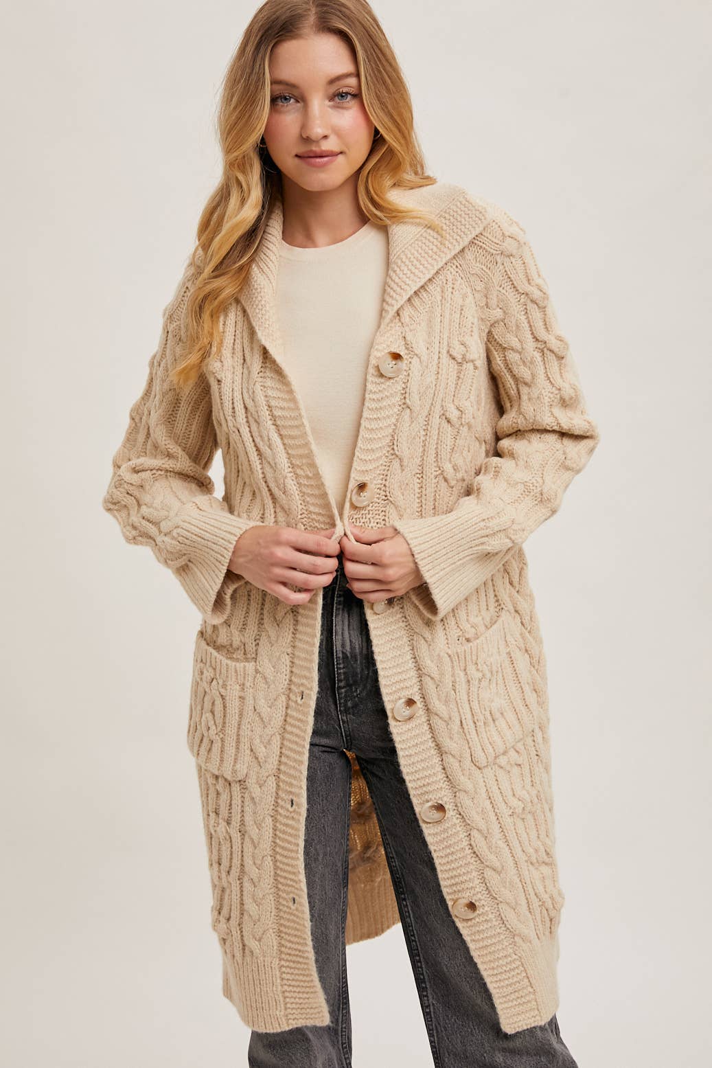 Bluivy - Vente Cardigan – femme - CARDIGAN EN MAILLE TORSADÉE BOUTONNÉE10