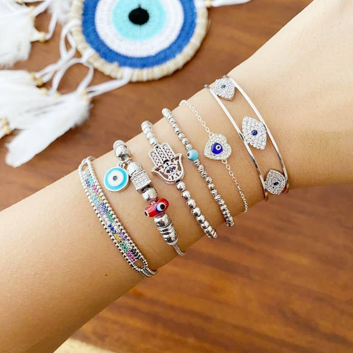 Evileyefavor - Wholesale Cuff Bracelet - Silver Evil Eye Bracelet, Evil Eye Cuff Bracelet, Greek Evil Eye Jewelry4