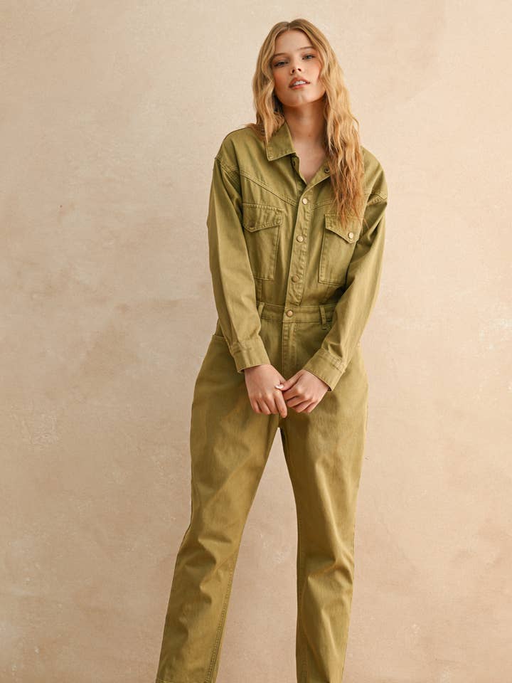 OLIVE LAVÉE Combinaison utilitaire à manches longues JU1924 en vente sur Faire0