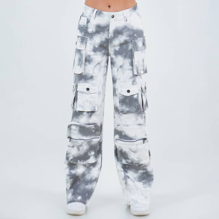 TIE DYED MULTIPLE POCKETS PANTS-RJH21143 for wholesale by American Bazi