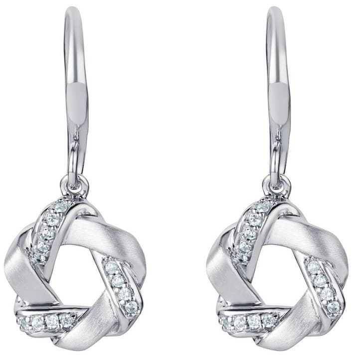 Sterling Silver Twist Circle Drop Earrings Hypoallergenic for wholesale by Peliani