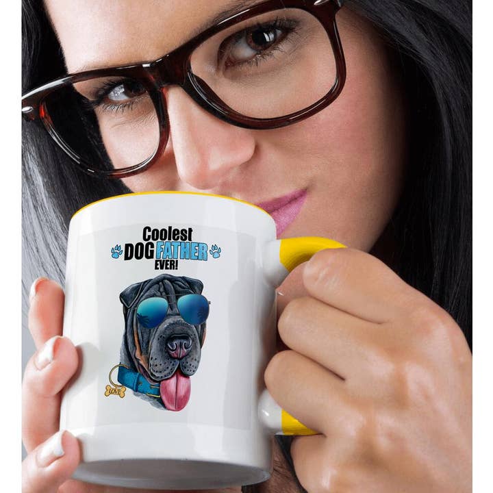3dRose - Wholesale Coffee Mug - 3dRose, A Black Shar Pei Dog in Sunglasses to Celebrate a Cool Dad Fathers Day, Mug1
