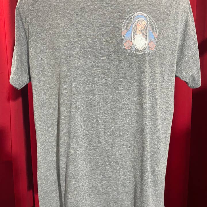 Los Angeles Mercantileâ„¢ - Wholesale Screen Printed T-Shirt - Men's - Cross, Flowers, & Blessed Virgin Mary American Traditional Triblend Unisex Crewneck T-shirt12