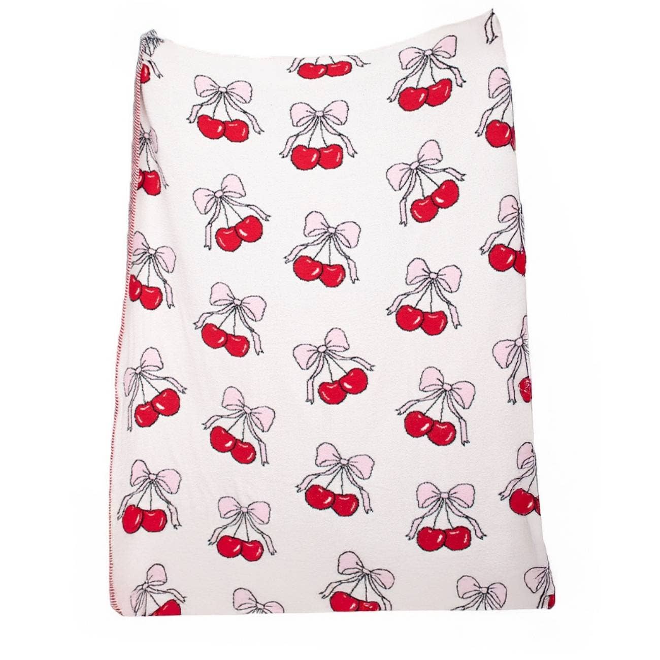 Light Pink Cherry Bows All Over Soft Wholesale Blanket for wholesale on Faire3