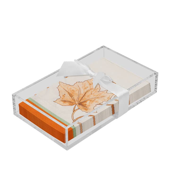 Acrylic Napkin Tray, clear with Guest Towel - Bright & Thankful for wholesale by Sophistiplate