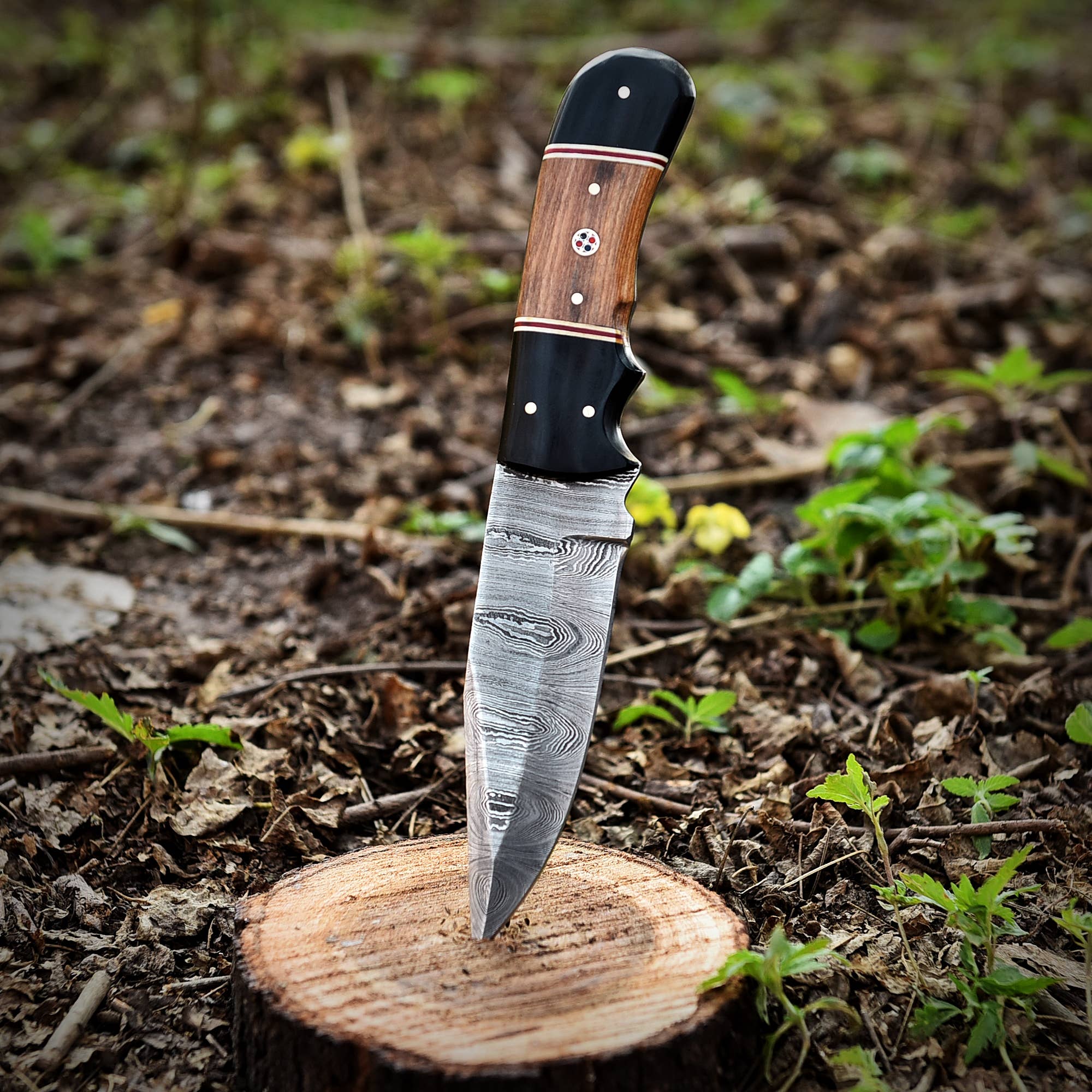 Deer Edge - Wholesale Pocket Knife/Holder - Damascus Steel Fixed Blade Hunting Knife with Wood Handle2