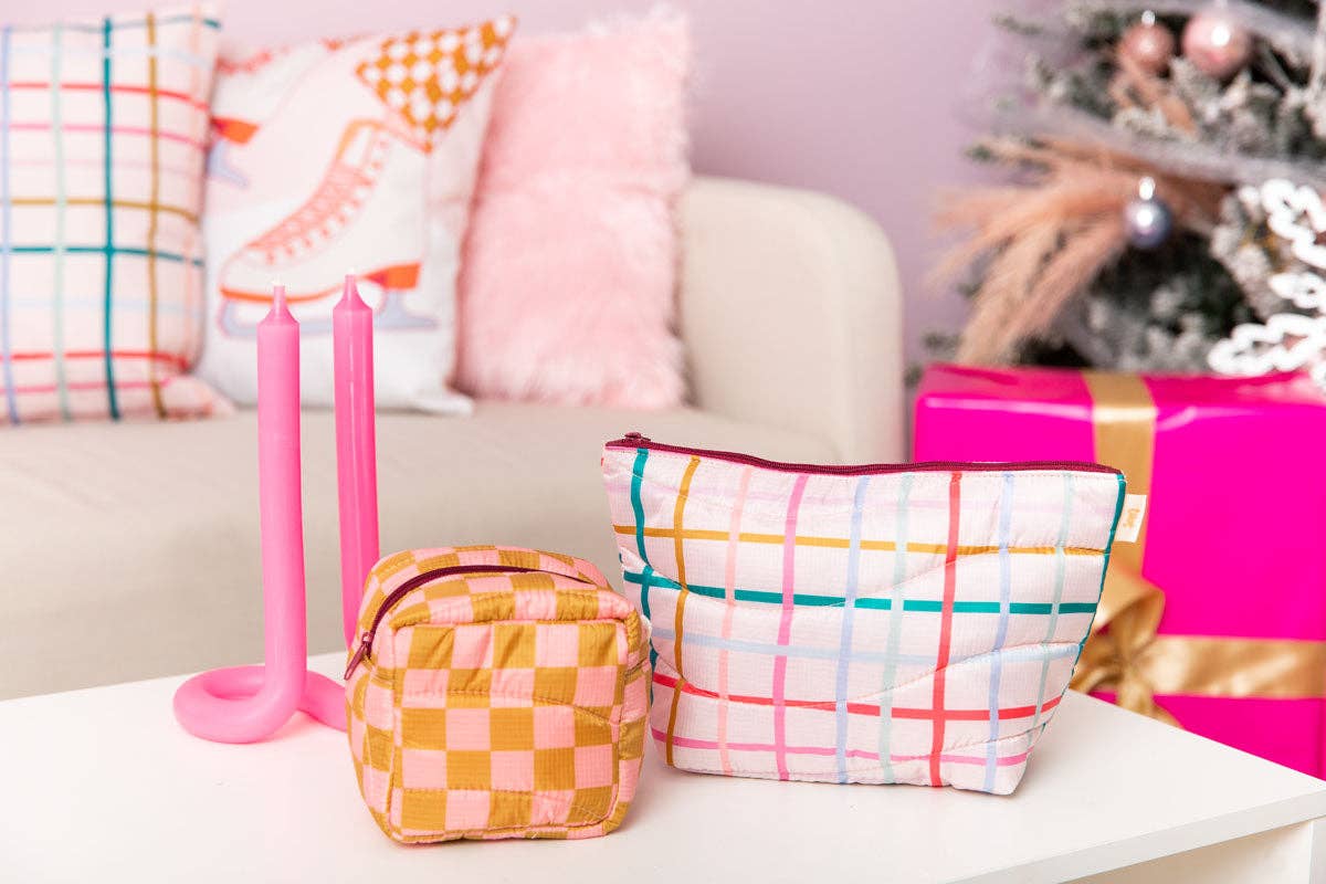 Temmelig Plaid Pretty Plaid Puffy Tweedle Dum Makeup-taske for engroshandel på Faire3