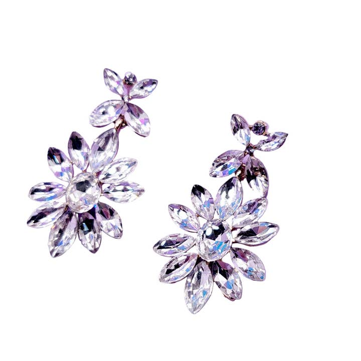 Arya Jewellery Wholesale – wholesale Dangle earrings – Black Flower Crystal Drop & Dangle Earrings1