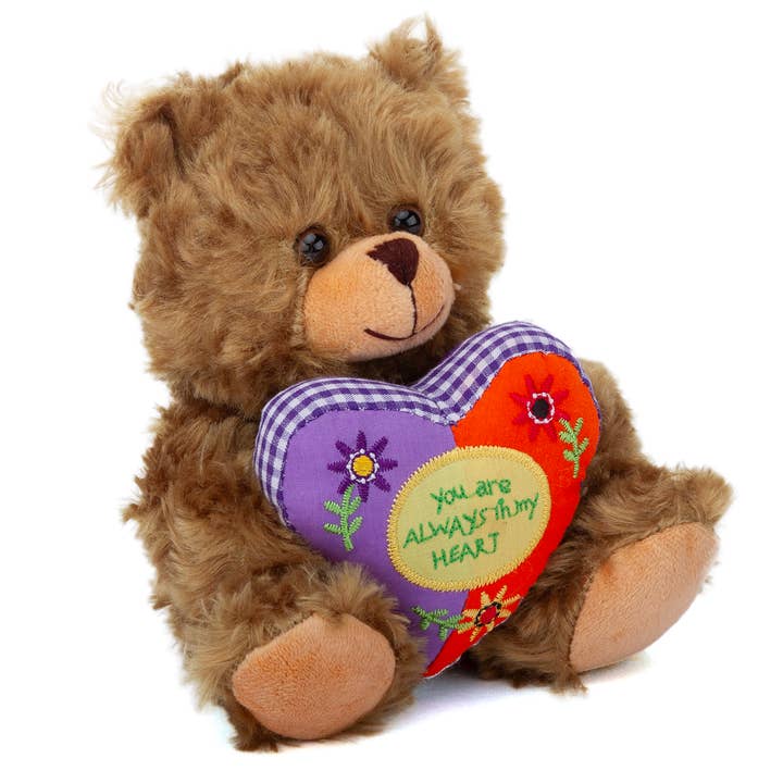 Ours en peluche de 15 cm tenant un cœur - Tu es toujours dans mon cœur pour la vente par Plushland
