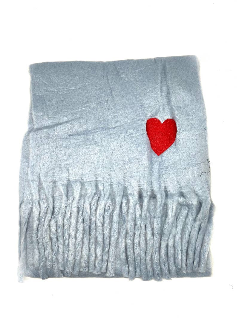 LINETA - Venta al por mayor Bufanda - Mujer - Bufanda grande con flecos y corazón bordado HH-2109