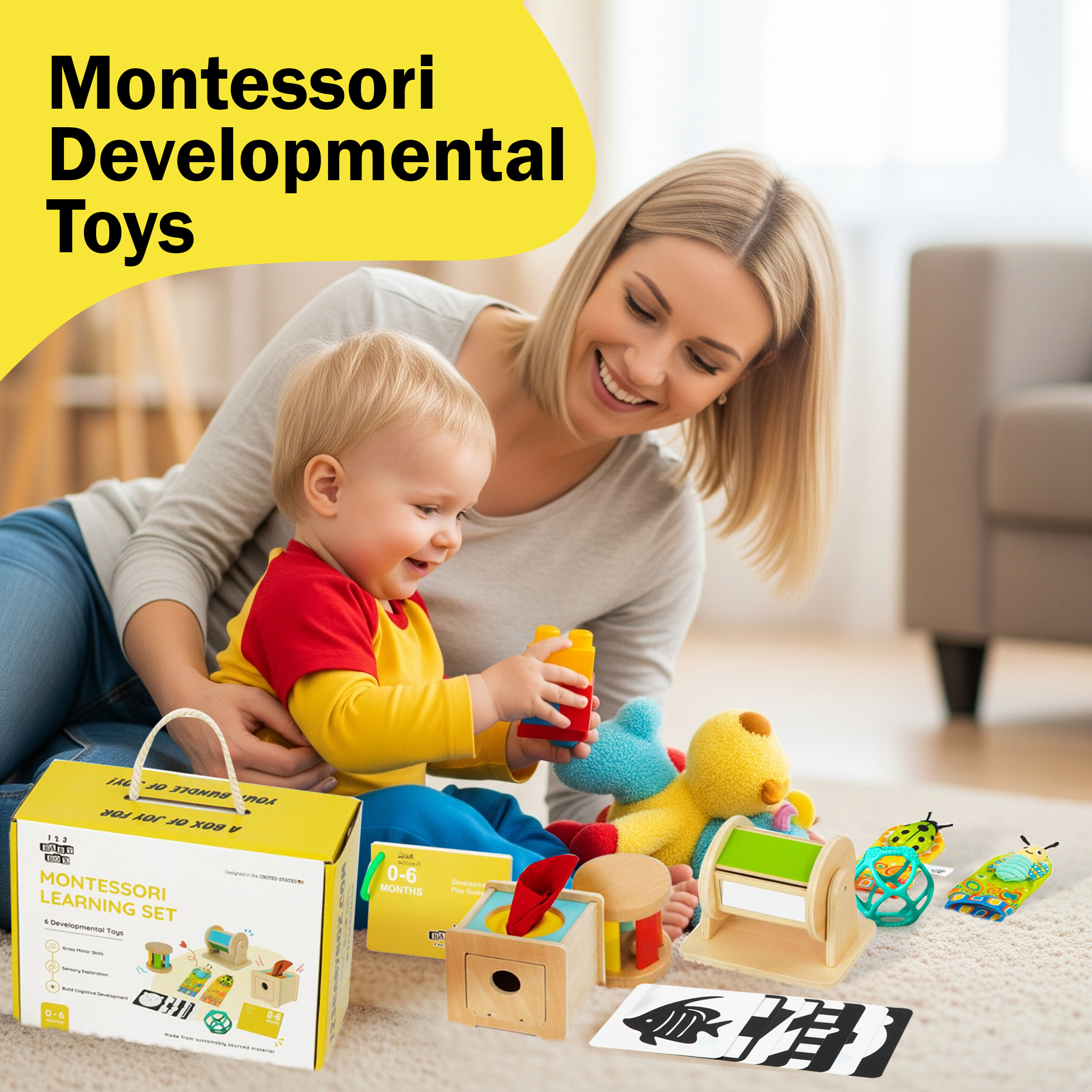 123 Baby Box - Wholesale Wood Toy - Kids - 0-6 Months Montessori Educational Box2