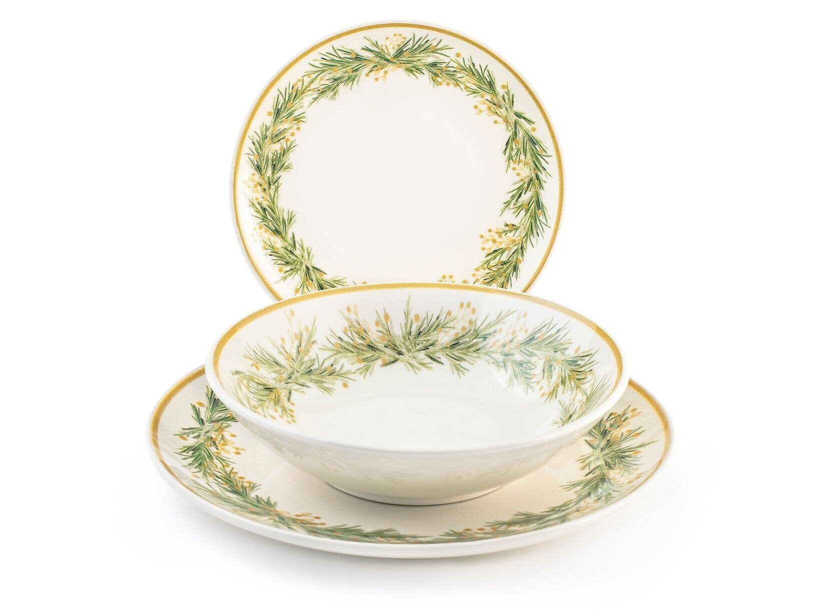 H&H – Serviço de loiça por atacado – Conjunto de louça Royal para mesa de Natal com 18 peças em grés decorado4