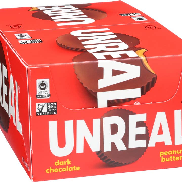 UNREAL - Wholesale Chocolate Covered Sweets - Dark Chocolate Peanut Butter Cups Caddy - 40 Cups1