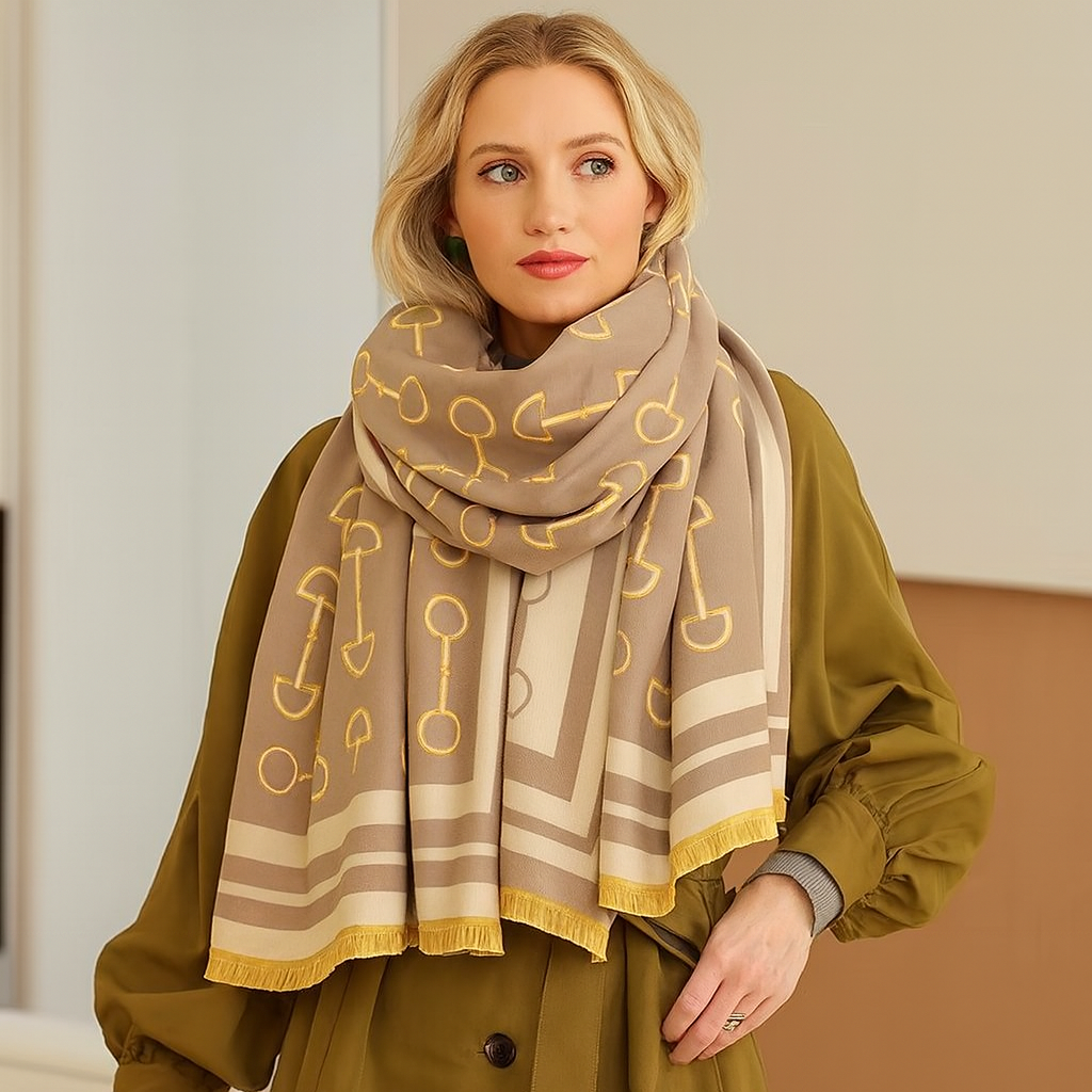 Westrian International - Vente Écharpe – femme - Écharpe d'hiver Equestrian Snaffle Bit Horse Design2