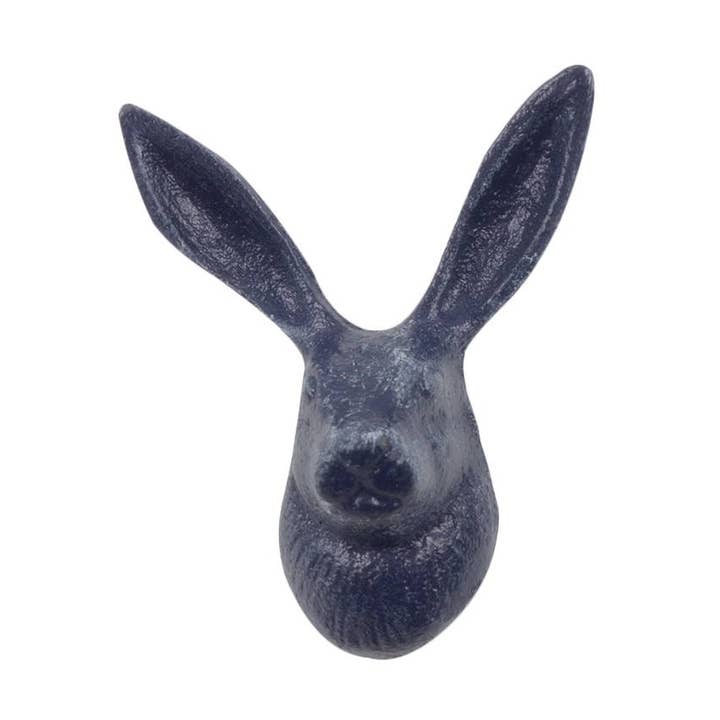 Rustic Dark Blue Cast Iron Decorative Rabbit Hook 5" for wholesale by Hampton Ironworks