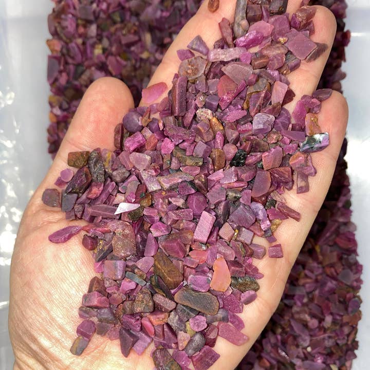 New Moon Beginnings - Wholesale Spiritual Stone/Crystal - Bulk Ruby Semi-Polished Chips (1 lb. Bag), Natural Ruby Gemstone Chips