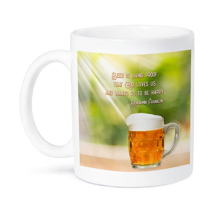 3dRose - Wholesale Coffee Mug - 3dRose, Sunrays, beer mug. Beer is living proof that God loves us. Franklin, Mug8
