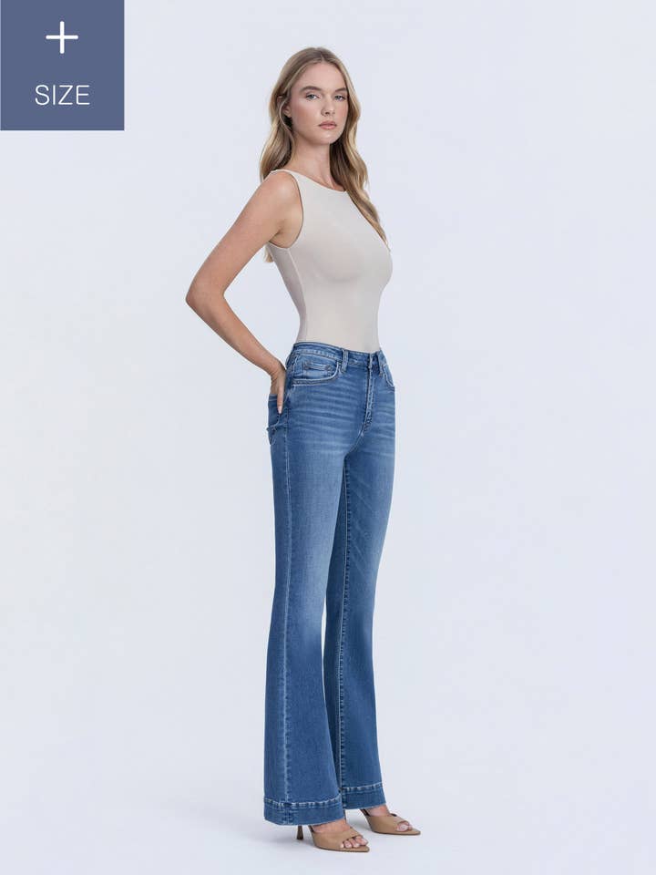 GLORIOUS BLISS PLUS TUMMY CONTROL SUPER HIGH RISE FLARE JEANS LV1955-P for wholesale on Faire4