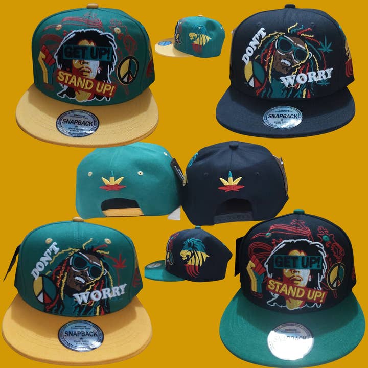 Don't Worry Rasta Colours embroidery Baseball Hat/Get Up for wholesale by Worldwide Souvenir Mart
