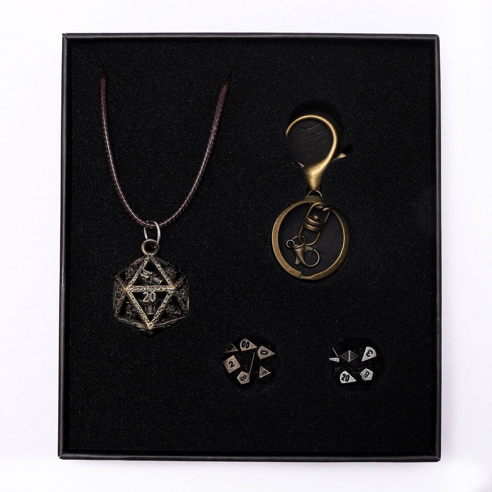 Hymgho Premium Dice - Vente Porte-clés – unisexe - Coffret cadeau Grimskul's D20 Locket - Or ancien1