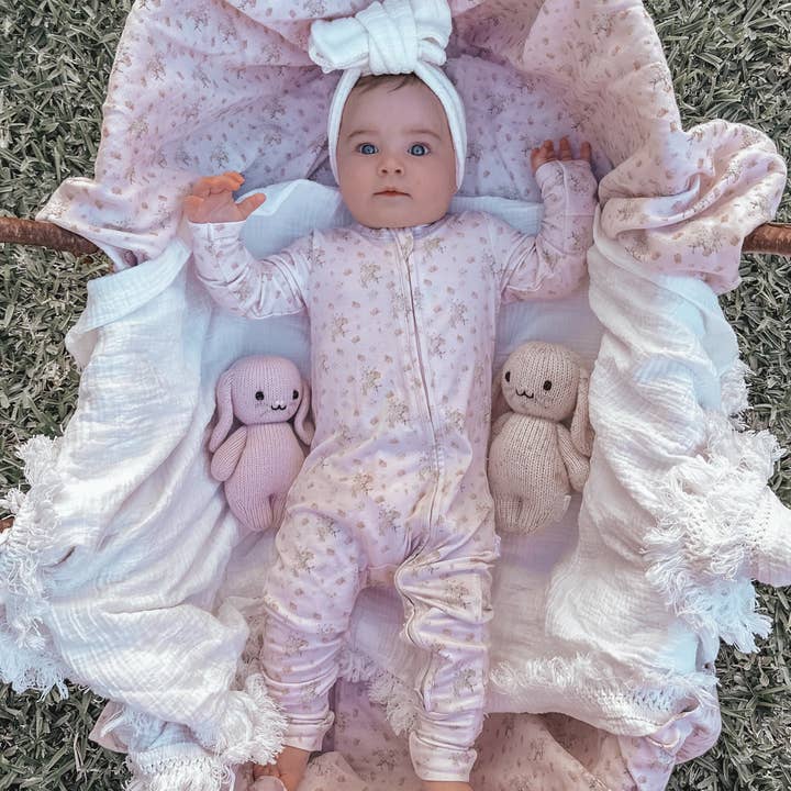 Elke & Indigo - Wholesale Bodysuit (Footed) - Baby - Bamboo/Organic Cotton Florence Onesie - Lilac Bouquet2