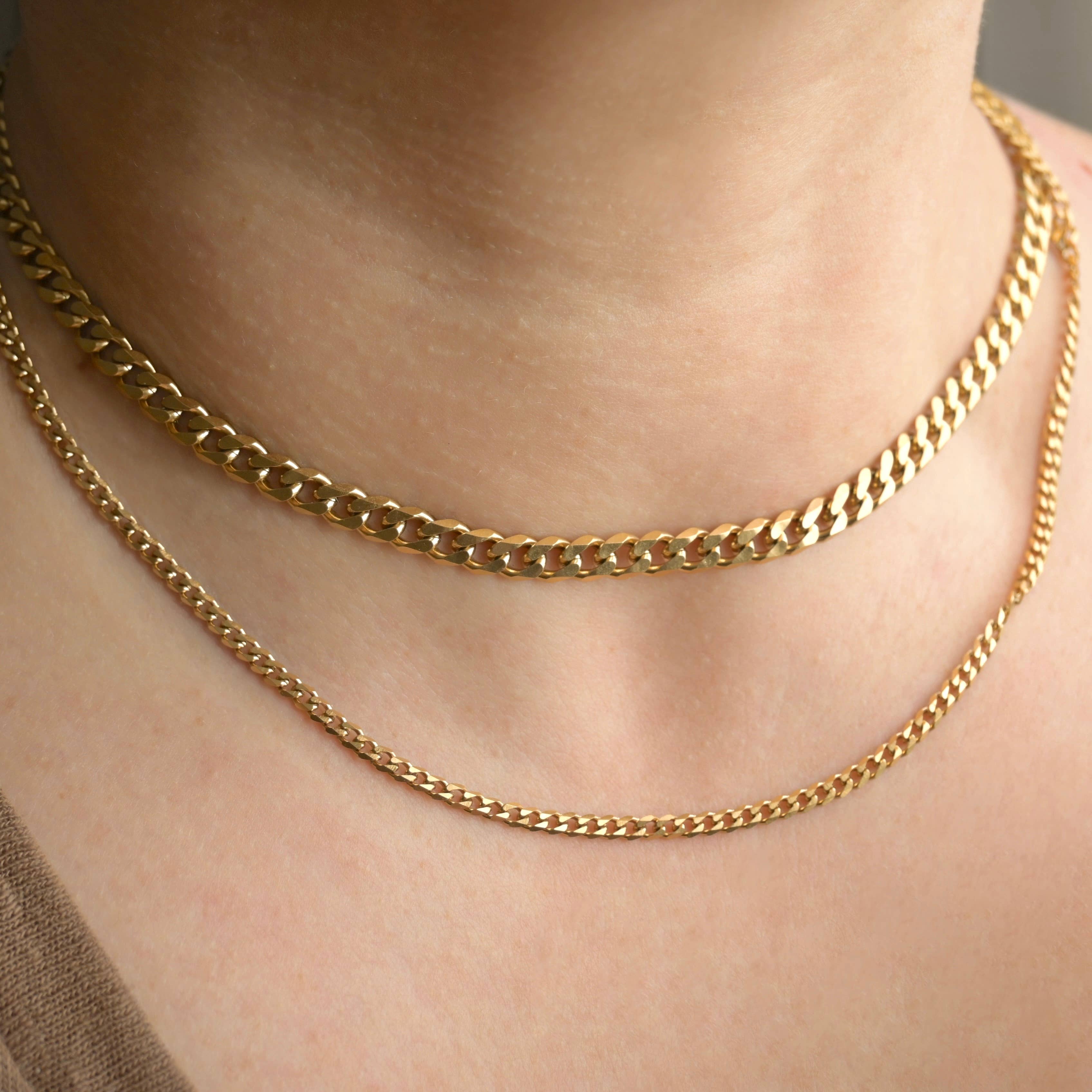 Blueyejewelry - Wholesale Link & Chain Necklace - Curb Chain Necklace - 18k Gold Waterproof Cuban Necklace 5