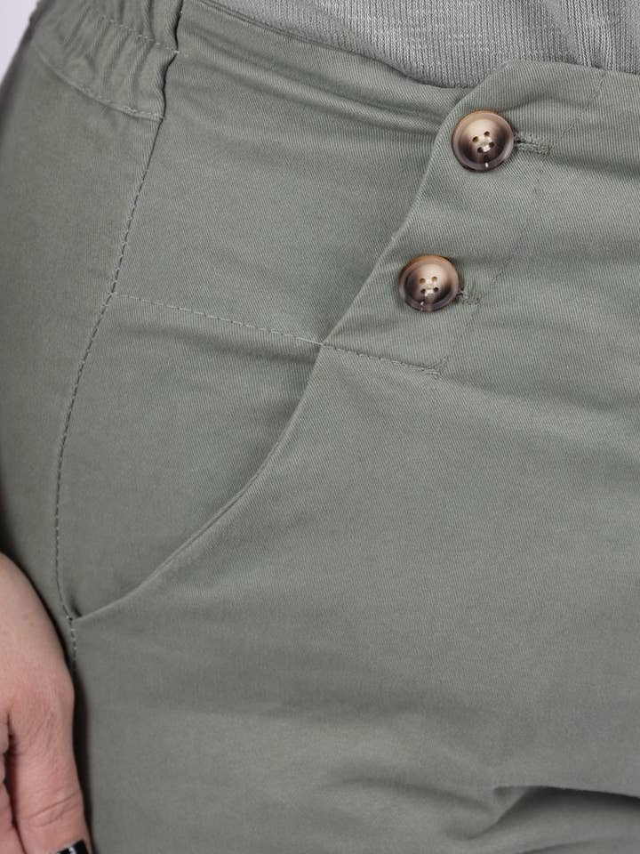 Pépouz' Paris - Wholesale Pants - Women's - PLUS SIZE Pants 97% cotton with buttons PPN2509GT15