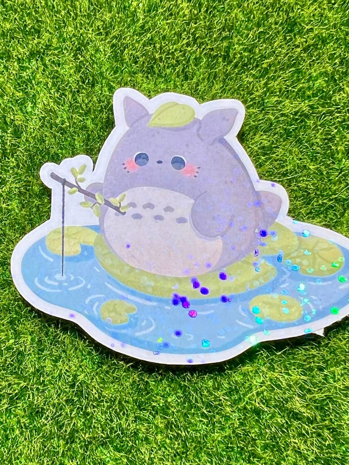 Fishing Totoro Sticker for wholesale by Mothers Of Orion
