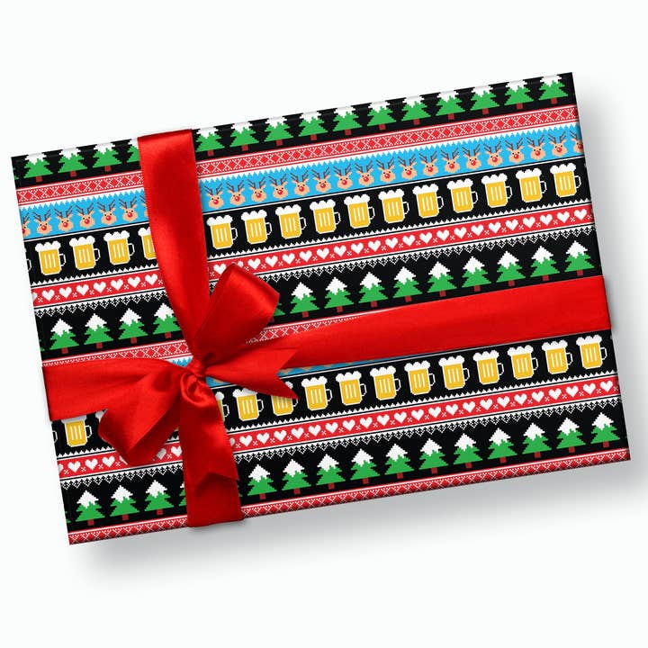 Stesha Party - Wholesale Flat Wrap - Ugly Sweater Christmas Gift Wrapping Paper