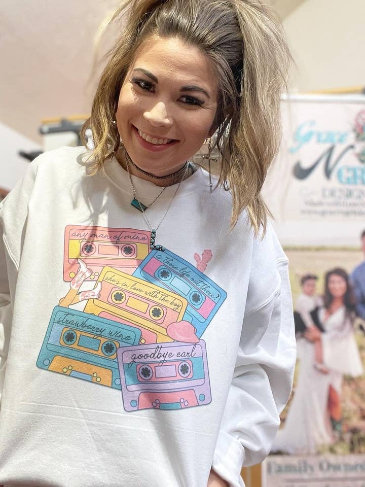 90s Cassette Tape Sweatshirt for wholesale by Grace N Grit Designs