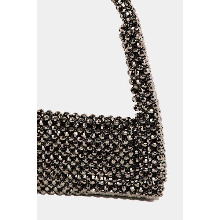Collections by Fame Accessories – Großhandel Henkeltasche – Damen – Handtasche aus Netzstoff mit facettierten Perlen
