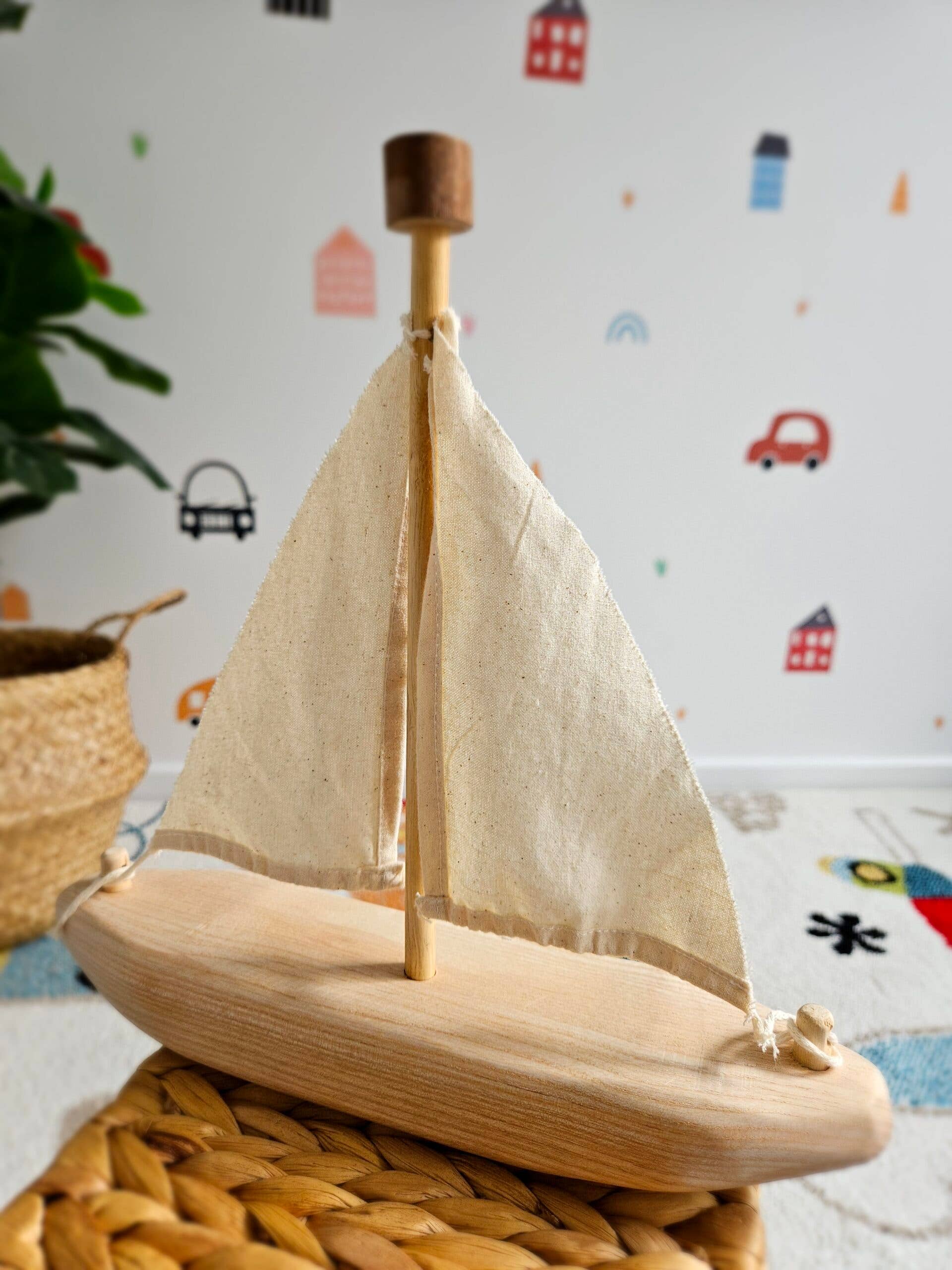 QToysUSA - Wholesale Wood Toy - Kids - EcoVoyager Recycled Tree Sailing boat2