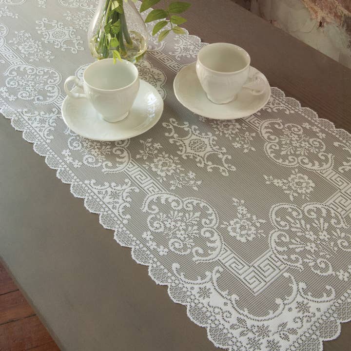 Heritage Lace - Wholesale Table Runner - Filigree 14x36 White Lace Table Runner