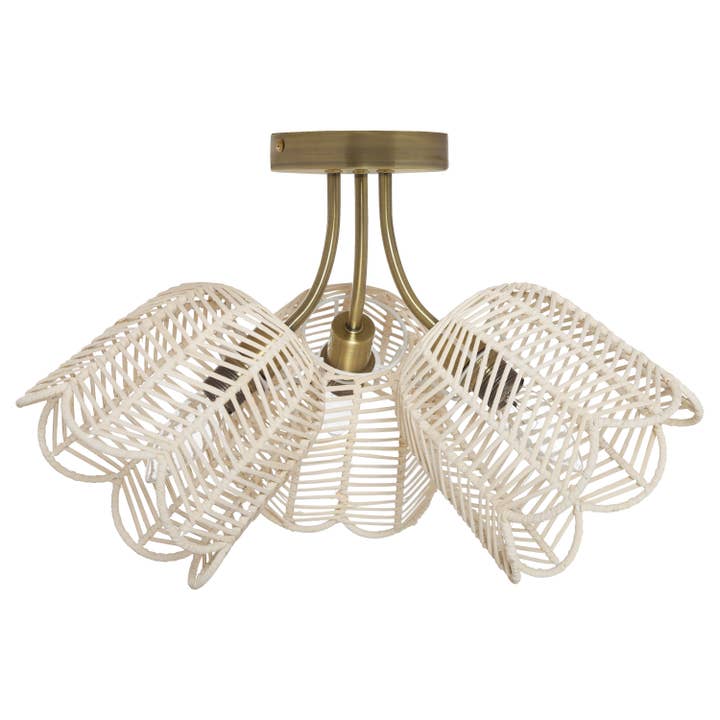 River of Goods - Wholesale Chandelier/Hanging Light - 11.5"H Gold-Colored Metal Ceiling Light with Rattan Shades7