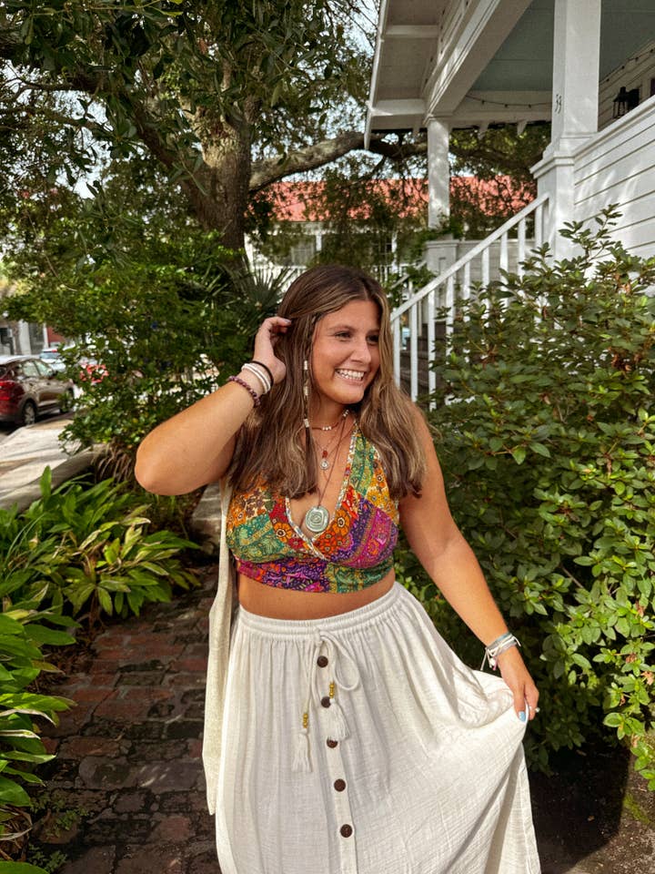 Gardenbelle Shop - Wholesale Bralette - Women's - Beachy Boho Hippie Recycled Patchwork Bralette, Bra Top