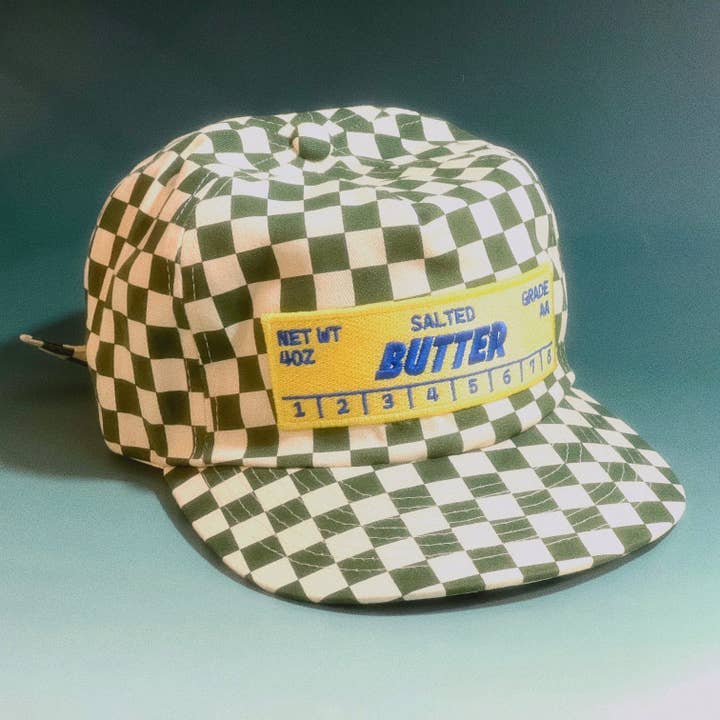 The Space Bureau - Wholesale Flat Brim Cap - Unisex - Butter Stick 5-Panel Checkered Floppy Hat2