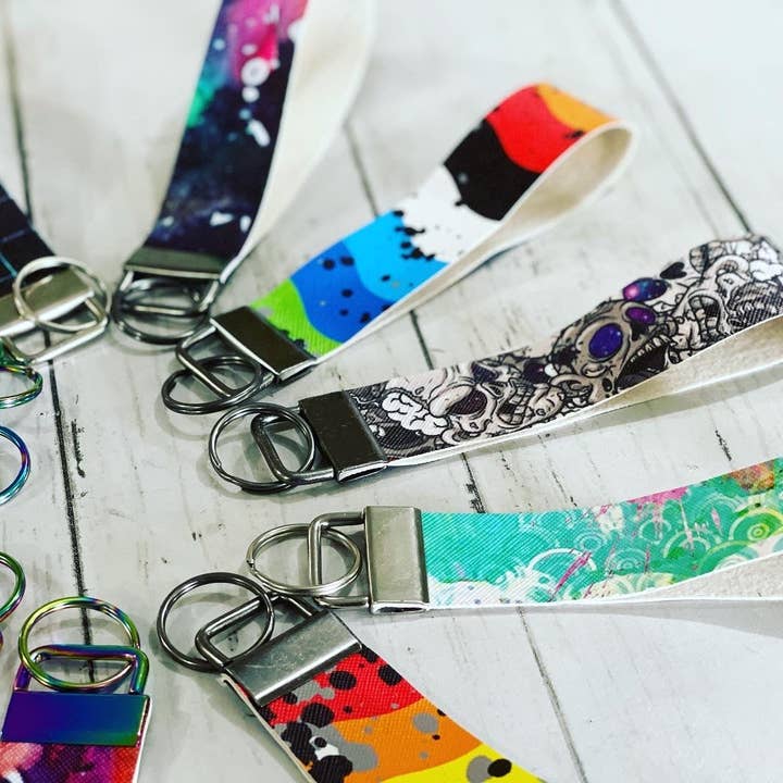 RockerByeDestash.com – wholesale Lanyard – Women’s – Vinyl Lanyard Wristlet Keychain Wrist Strap - RockerByeDestash Swag Rainbow Splatter5