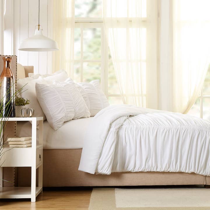 Peking Handicraft - Wholesale Bedding Set - Emily Texture Comforter Set (White) - Modern Heirloom2