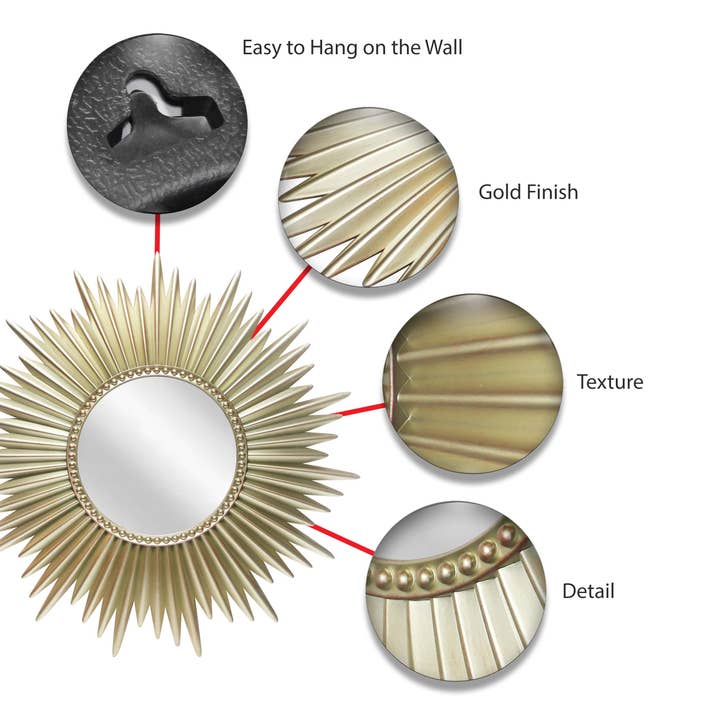 Infinity Instruments - Wholesale Wall Mirror - Modern/Contemporary Starburst Gold 24 Inch3
