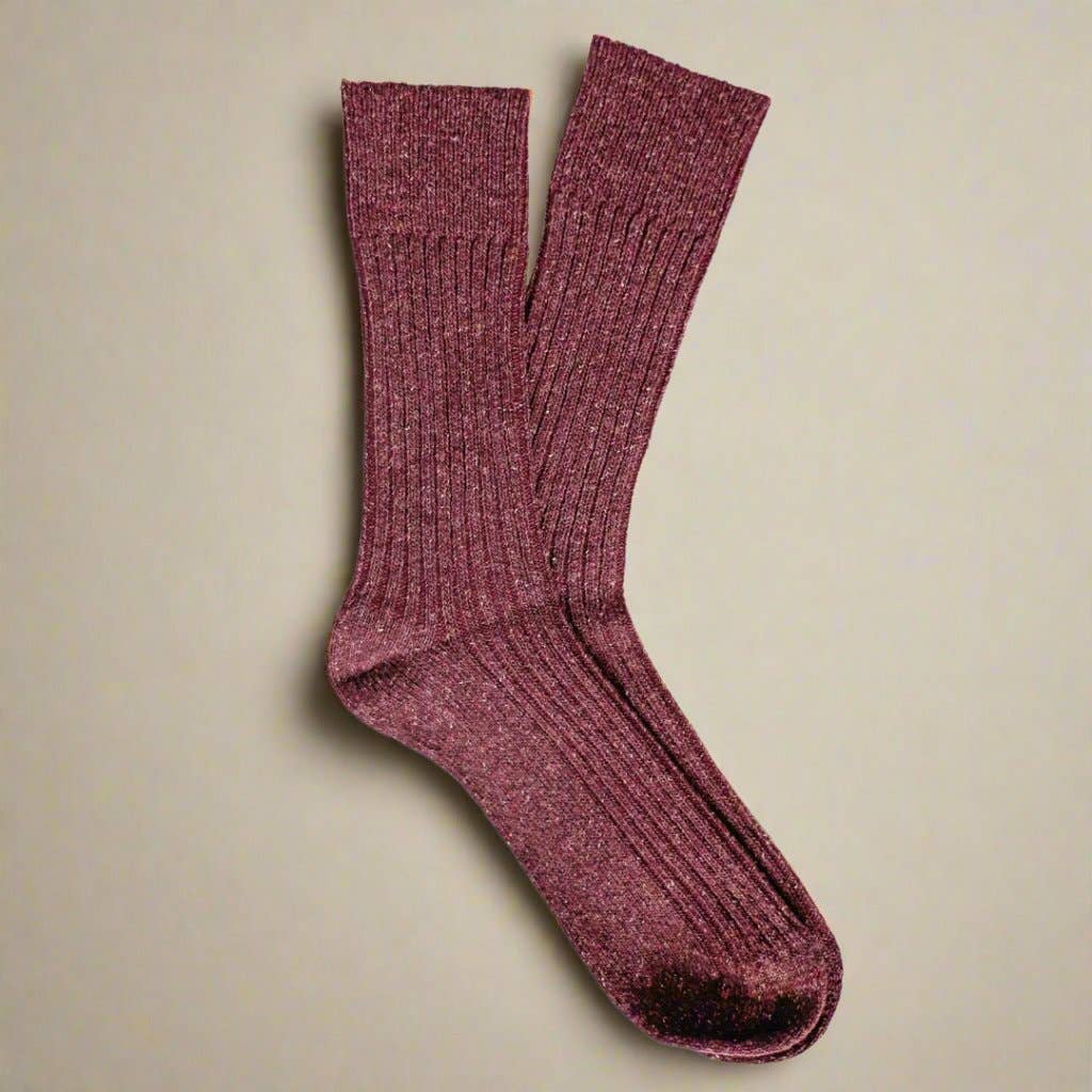 KLUE - Wholesale Socks - Unisex - KLUE Silk and Wool DUST STAR socks | Burgundy4