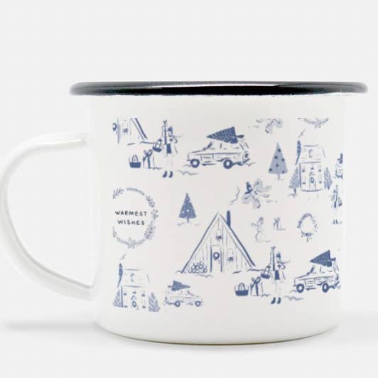 Holiday Toile Camp Mug for wholesale by Jennifer Vallez